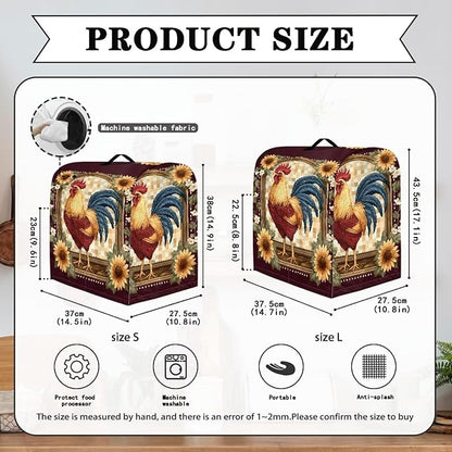 Rooster Sunflower Mixer Covers Washable Stand Mixer Dust Covers Fit Kitchen Aid Mixer 4.5-8 Quart Mixer Home Kitchen Decor Appliance Covers Red Yellow