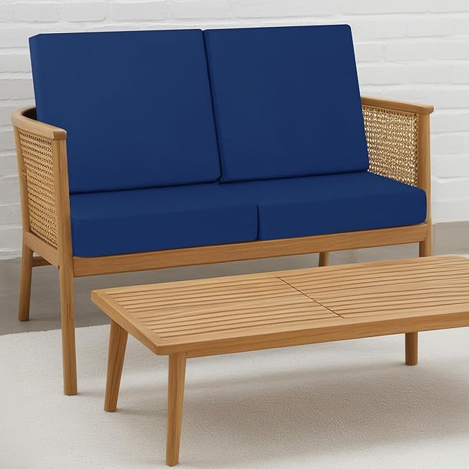 idee-home Outdoor Cushions for Patio Furniture, Outdoor Seat Cushions 19x19 Waterproof & Fade Resistant Couch Sofa Replacement Deep Couch Chair Cushion for Yard Garden Deck, Dark Cerulean