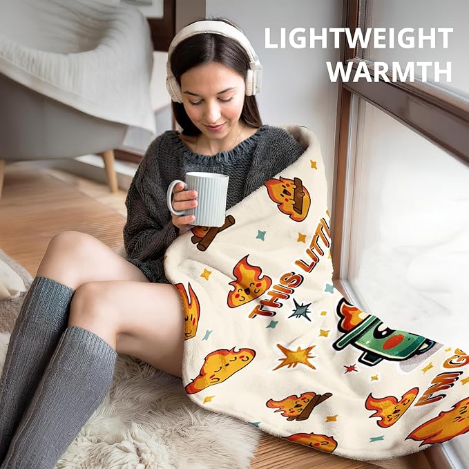 Dumpster Fire Funny Blanket, This Little Light of Mine Funny Throw Blankets for Office Home Bedroom Couch Decor, Dumpster Fire Gifts, Sarcastic Gifts for Coworkers Women Men, 50x60 Inch