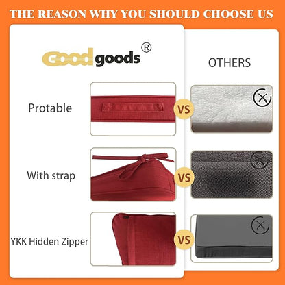 Goodgoods 19"x19" Outdoor Universal Cushion Set of 1 Water-Proof Stain-Resistant UV Resistant Weather Resistant High Resilience Foam Patio Cushions with Handles & Ties Chili