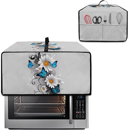 Toaster Oven Cover Dust-Proof Countertop Convection Oven Cover Protective Smart Microwave Oven Accessories and Decor, M, 16.5 x 20.5 x 10 inches, Daisy Butterfly Gray