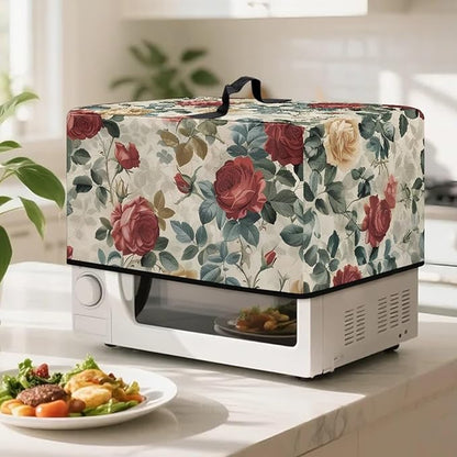 Microwave Oven Dust Cover, Rose Design Washable Protective Dust Cover for Microwave Oven Multifunction Greaseproof Covers Kitchen Protector Kitchen Accessories for Microwaves Ovens