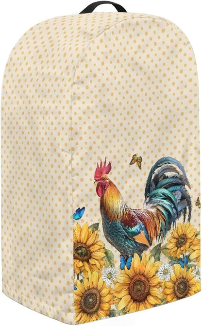 Rooster Sunflower Blender Dust Cover Stand Mixer or Coffee Maker Appliance Covers with Drawstring, Anti Fingerprint Polyester Dust Proof Stain Resistant Blender Cover for Home Kitchen