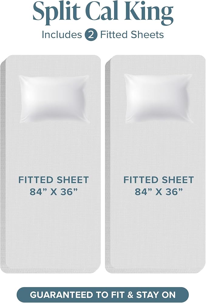 Bare Home Split California King Sheet Set - 1800 Ultra-Soft Microfiber Split California King Bed Sheets - Double Brushed - Deep Pockets - Easy Fit - 5 Piece Set - Bed Sheets (Split Cal King, Black)