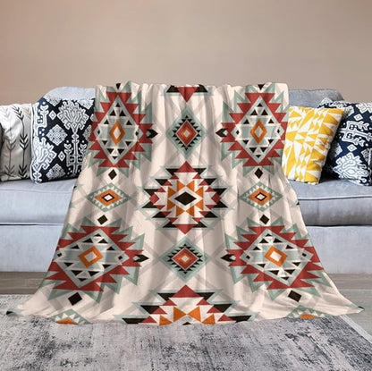 Southwest Style Blanket, Boho Geometric Print Throw Blanket Tribal Aztec Blanket for Couch Bed Sofa Cover Throw Home DéCor 40"x50"