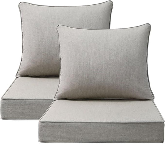 Sunbrella Outdoor Chair Cushions Set, 22" x 22", Set of 2, Water-Repellent, Fade Resistant, Deep Seat Bottom and Back Cushion for Backyard, Couch, Sofa and Patio Furniture, Specrtum Pebble