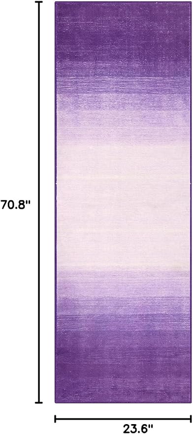 Wonnitar Washable Purple 2x6 Runner Rug, Non-Skid Modern Ombre Bathroom Runner, Non-Shedding Soft Low Pile Laundry Room Rug Contemporary Carpet Runner for Bath Kitchen Hallway (Purple, 2'x6')