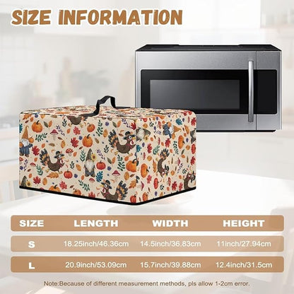 Microwave Oven Cover, Thanksgiving Turkey Dustproof Machine Protector Decorative Kitchen Appliance Cover Waterproof Polyester Fabric for Most Countertop Microwaves Easy to Clean