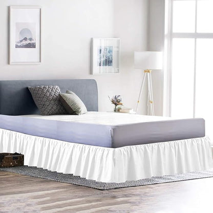 Bed Skirt - Ruffled Bed Skirt (RV King, White) 12 Inch Drop Dust Ruffle with Platform, 100% Cotton 800 Thread Count Fabric - Dust Ruffle Bedskirt for Easy Fitting and Easy Care
