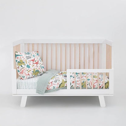 Little Unicorn Toddler Bedding 3-Piece Set | Super Soft & Breathable Muslin Fabric | for Convertible Cribs & Toddler Beds (Boho Dino)