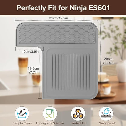 Top Mat for Ninja Luxe Cafe Espresso Machine ES601 ES701, Protects Top Surface, Anti-scratch, Easy to Clean, Heat Resistant, Non-Slip Silicone Coffee Machine Mat for Ninja Luxe Cafe Accessories, Gray