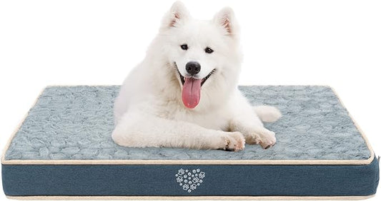 VANKEAN Waterproof Dog Pad Bed Mat Reversible (Warm&Cool), Removable Washable Cover & Waterproof Inner Lining, Pet Mattress for Cats and Dogs, Joint Relief Crate Bed, Navy-Medium