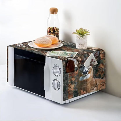 ZFRXIGN Camo Deer Microwave Oven Cover Dust Oil Proof Linen Waterproof Fabric Cloth Machine Protector Decorative Kitchen Appliance Cover Hunting Forest Brown, 24313 P59-S-0301