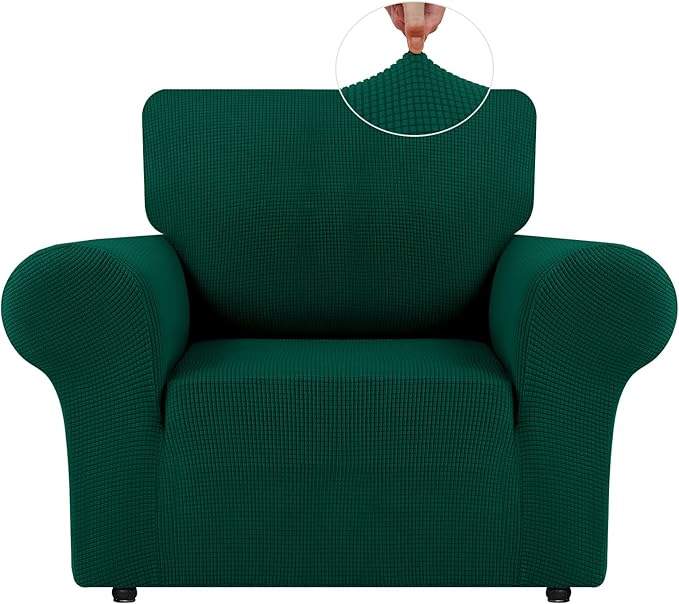 LURKA Stretch Chair Sofa Slipcovers 1 Piece Couch Covers for Sofa Furniture Protector Full Sofa Covers with Elastic Bottom for Kids and Dog (Dark Green, Small)