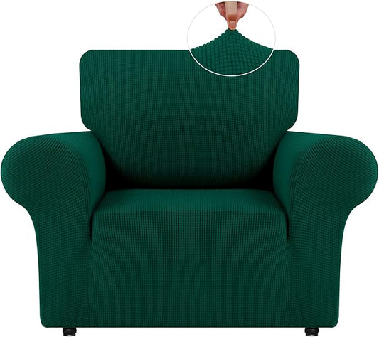 LURKA Stretch Chair Sofa Slipcovers 1 Piece Couch Covers for Sofa Furniture Protector Full Sofa Covers with Elastic Bottom for Kids and Dog (Dark Green, Small)