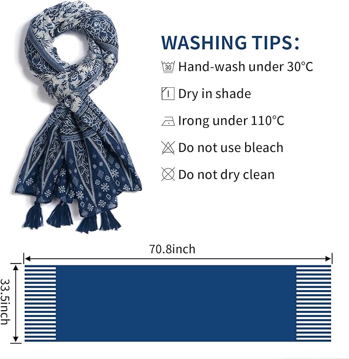 Scarf for Women Lightweight Soft Floral Leopard Printed Scarves Fall Winter Fashion Shawl Wrap with Fringe