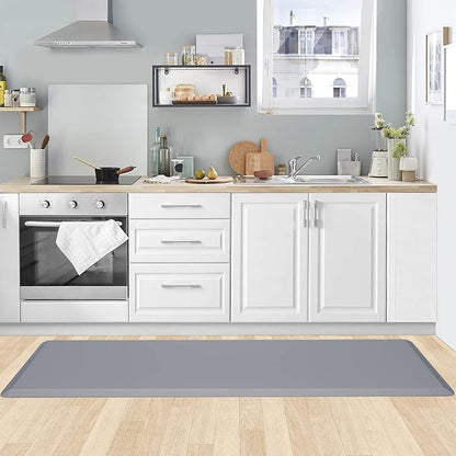 KitchenClouds Cushioned Anti Fatigue Kitchen Rug, 17.3"x60", Waterproof Non Slip, Standing Desk Mat, Comfort Floor Mat for Kitchen, House Sink, Office (Grey)