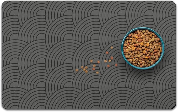 Dog Food Mat for Floors, Absorbent and Quick-Drying Pet Cat Food Mat,Anti-Fouling and Easy-to-Clean Pet Feeding Mat,Dog Bowl Mats for Messy Drinking Water Bowls.17 x32inch Boho Style