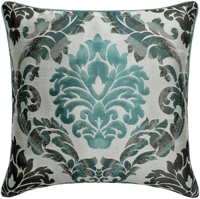 The HomeCentric King/Queen/Twin Blue Designer Twin 53"x18" Bed Runner with 2 Pillow Cover, Damask Bed Scarf on Jacquard Fabric - Royal Elegance