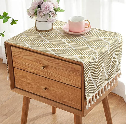 Rectangular Tablecloth Cloth, Yellow (15.7*35.4 inches), Tassel Design, Protects Furniture, All-Season Table Cover Towel