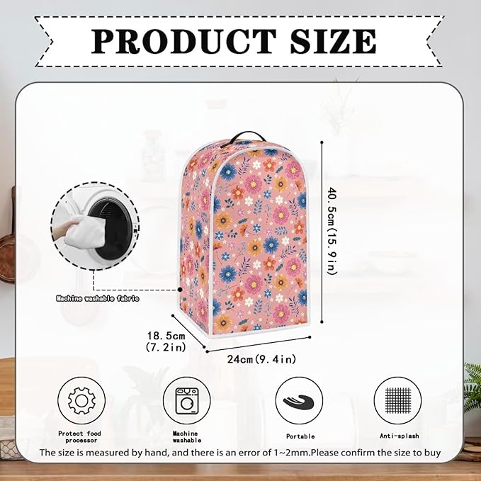 Blender Dust Cover Stand Mixer or Coffee Maker Appliance Cover, Anti Fingerprint Polyester Dust Proof Stain Resistant Blender Cover for Home Kitchen, Pink Floral Blossom