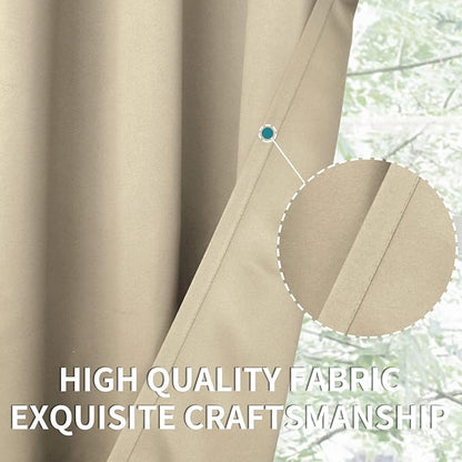 BGment Beige Blackout Curtains for Bedroom Kitchen 45 Inches Long - Short Thermal Insulated Drapes with Rod Pocket Privacy for Bathroom Small Window, 34 x 45 Inch, 2 Panels