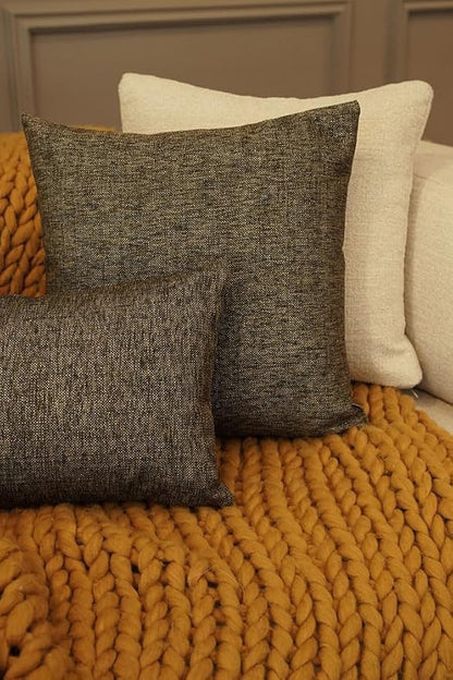 Haven & Glow Decorative Throw Pillow Cover – Rectangular Cushion Case with Zipper | Modern Sofa, Couch & Bed Accent Pillow Covers for Room, Bedroom & Home Decor | 20 x 12 inches – Silver Brown – 2 Pc