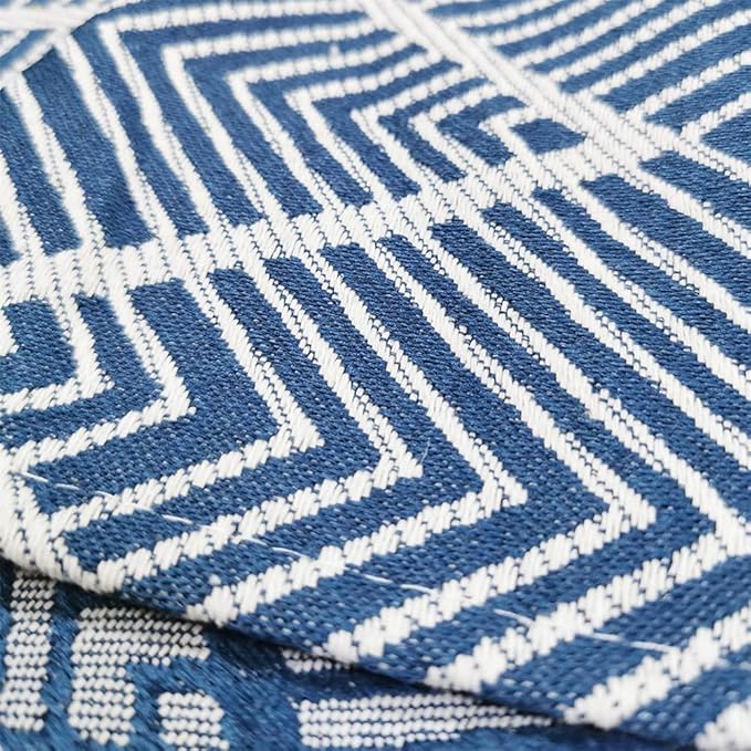Simple Bedside Table Tassel Cover Cloth, Nightstand Tablecloth Cover Towel, Suitable for Bedside Table TV Microwave Washing Machine Refrigerator Dust Cover (15.7 * 35.4 inches,Geometric Blue)