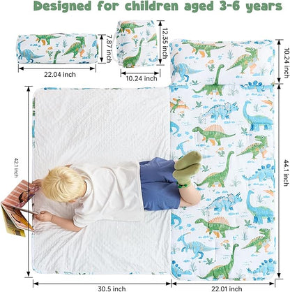 DJY Toddler Nap Mat,Kid Slumber Bag with Removable Pillow & Minky Blanket,Soft Sleeping Mat Perfect for Daycare,Preschool,Kindergarten,Travel