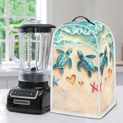 Talayituse Beach Turtle Starfish Heart Print Blender Dust Cover, Fingerprint Protection Cover for Stand Mixer or Coffee Machine, Home Kitchen Appliance Covers for Stain Dust Resistant Supplies