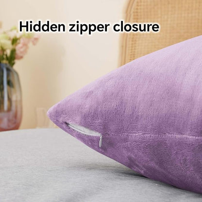 BEDELITE Flannel King Size Pillow Cases Set of 2, Super Soft Fleece Pillowcases with Zipper for Bedroom, Sofa, Couch,Luxury Cozy Fuzzy Velvet Pillow Shams for All Seasons(20x40 Inches,Lavender)