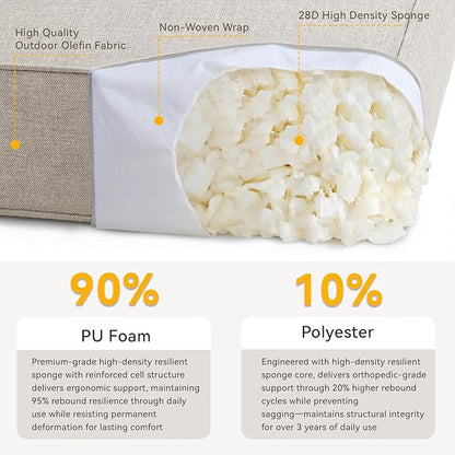 Outdoor Cushion Set for Furniture Patio Furniture, UV Resistant, Water Resistant - 6 Inch Thick Foam Garden Cushions – 22x24 Inch Patio Seat Covers for Chair/Sofa/Couch | Beige | 8-Pack |