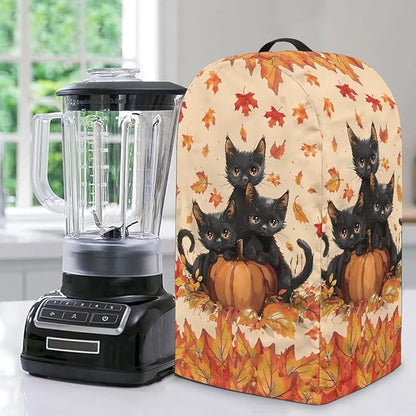 Pumpkins Black Cats Kitchen Blender Dust Cover Food Processor Dust Protection with Top Handle Small Appliance Coffee Maker Juicer Cover Thanksgiving Day Decor