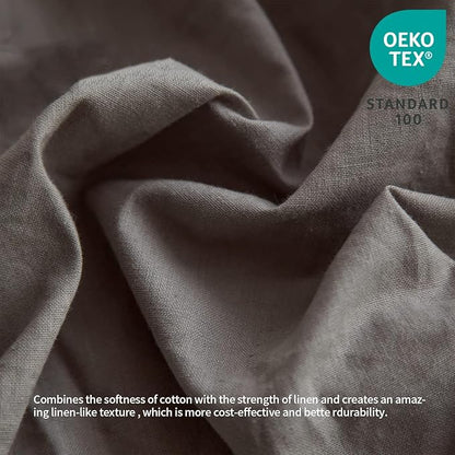 BISELINA French Linen Bed Skirt with Pleated Frills 14-Inch Tailored Drop Natural Flax Cotton Blend Dust Ruffle Soft Cozy Farmhouse Bedding (14" Queen, Ruffle Dark Grey)