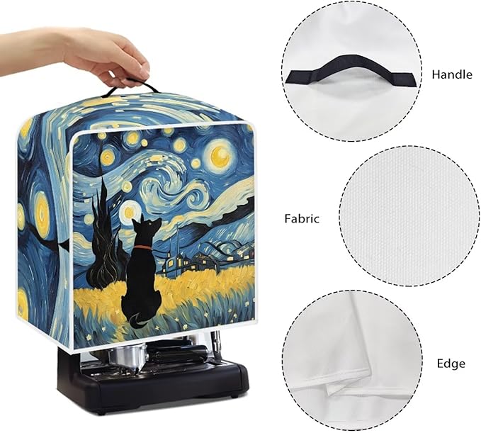 Coffee Maker Covers With Top Handle Folding Coffee Machine Dust Covers For Blender Mixer Juice Machine Keep Office Home Kitchen Clean Starry Night Dog Pattern
