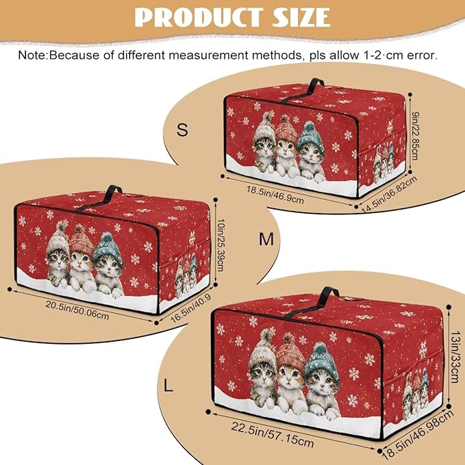 Toaster Oven Cover Dustproof Protective Countertop Convection Oven Cover with Side Pockets for Christmas Holiday Decorations, M, 16.5 x 20.5 x 10 Inches, Cat Snowflake Red