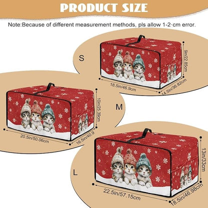 Toaster Oven Cover Dustproof Protective Countertop Convection Oven Cover with Side Pockets for Christmas Holiday Decorations, M, 16.5 x 20.5 x 10 Inches, Cat Snowflake Red
