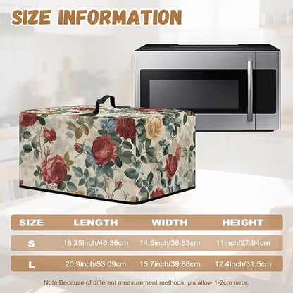 Microwave Oven Dust Cover, Rose Design Washable Protective Dust Cover for Microwave Oven Multifunction Greaseproof Covers Kitchen Protector Kitchen Accessories for Microwaves Ovens