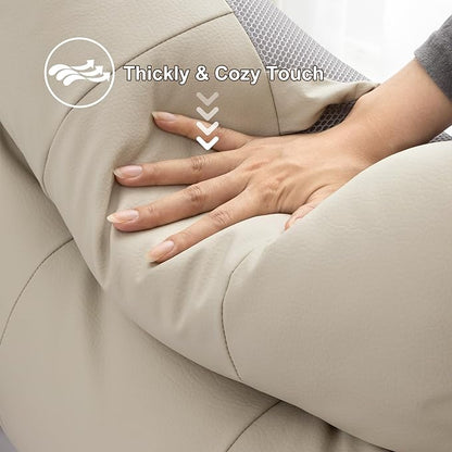 A Nice Night Faux Leather Reading Pillow for All Season,Wedge Bedrest Pillow Backrest with Arms Back Support for Sitting Up in Bed/Couch,Natural