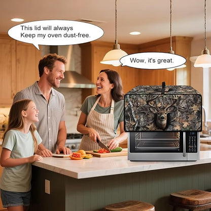 Dust-Proof Microwave Oven Cover Protector Microwave Oven Grill Cover Deer Elk Forest Camo Hunting Print Universal Kitchen Appliance Protector Case Protections for Toaster Oven, M