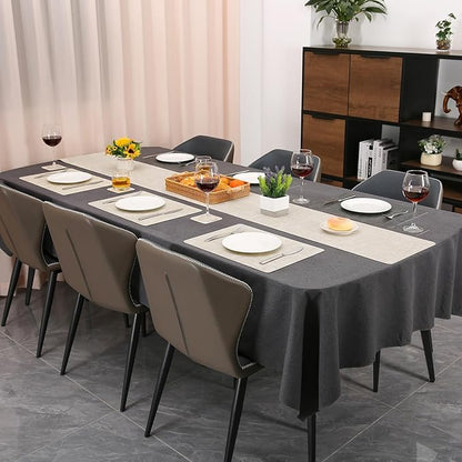 Table Runners 94 Inches Long, Dual-Sided Faux Leather Farmhouse Table Runner Waterproof Heatproof Non-Slip for Living Room Party Home Decor Holiday Decorations(Gray Cream-White, 15 x94 Inch)