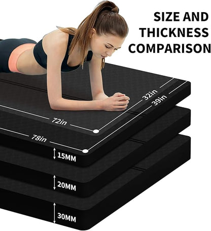 nuveti Large Exercise Mat - 15mm/20mm/30mm Thick Yoga Mat | Workout Mat for Fitness, Yoga, Pilates, Stretching & Floor Exercises for Women & Men with Free Carrying Bag