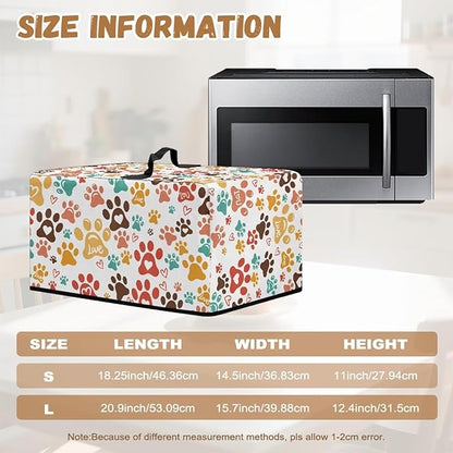 Microwave Oven Dust Cover, Dog Paw Polyester Dust Cover for Microwave Oven for Most Microwaves Oven Cloth Covers Waterproof Microwaves Dusts Covers Anti-Scratch Washable