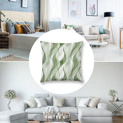 Green Throw Pillow Covers Modern Abstract Ombre Green Striped Decorations for Bedroom Living Room Farmhouse Sofa Pillows Bed Couch 12x12 Inch