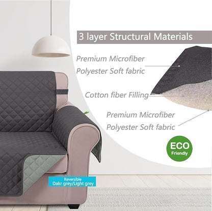U-NICE HOME 4 Seater Sofa Cover 91 Inch Large Couch Covers for 4 Cushion Couch with Elastic Straps Water Resistant Furniture Protector Cover for Pets Cat (Sofa XX-Large, Dark Grey/Light Grey)