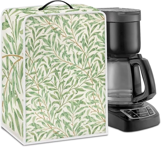 Coffee Maker Cover For Kitchen With Top Handle Waterproof Dust Appliance Cover Suitable For Most Coffee Machine Models William Morris Green