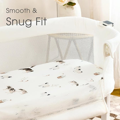 GRSSDER Stretchy Ultra Soft Bassinet Mattress Sheets 2 Pack, Universal Fitted for Baby Cradle Moses Basket Oval Rectangle Standard Pad Safe and Snug, Cute Animal Print Bassinet Sheet for Boys