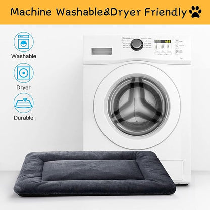 Dog Beds Crate Pad for Medium/Large Dogs Fit Dog Crates,Washable & Anti-Slip Kennel Pad for Dogs Cozy Sleeping Mat,Dark Gray 42inch
