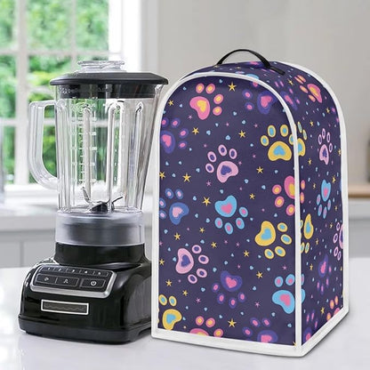 Colorful Paw Print Blender Dust Cover for Stand Mixer or Coffee Maker Appliance, Anti Fingerprint Polyester Dust Proof Stain Resistant Blender Covers for Home Kitchen