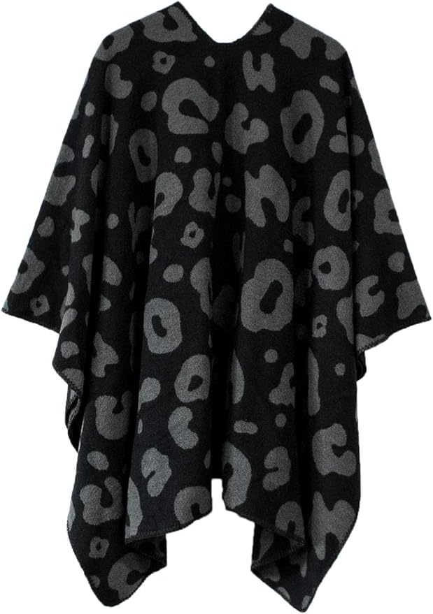 Women's Vintage Pattern Open Front Poncho Cape Shawl Winter Shawl Wraps